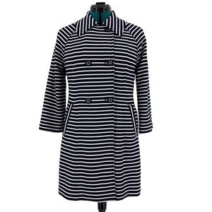 Cabi Dark Navy and White Striped Maritime Trench, # 5151, Medium